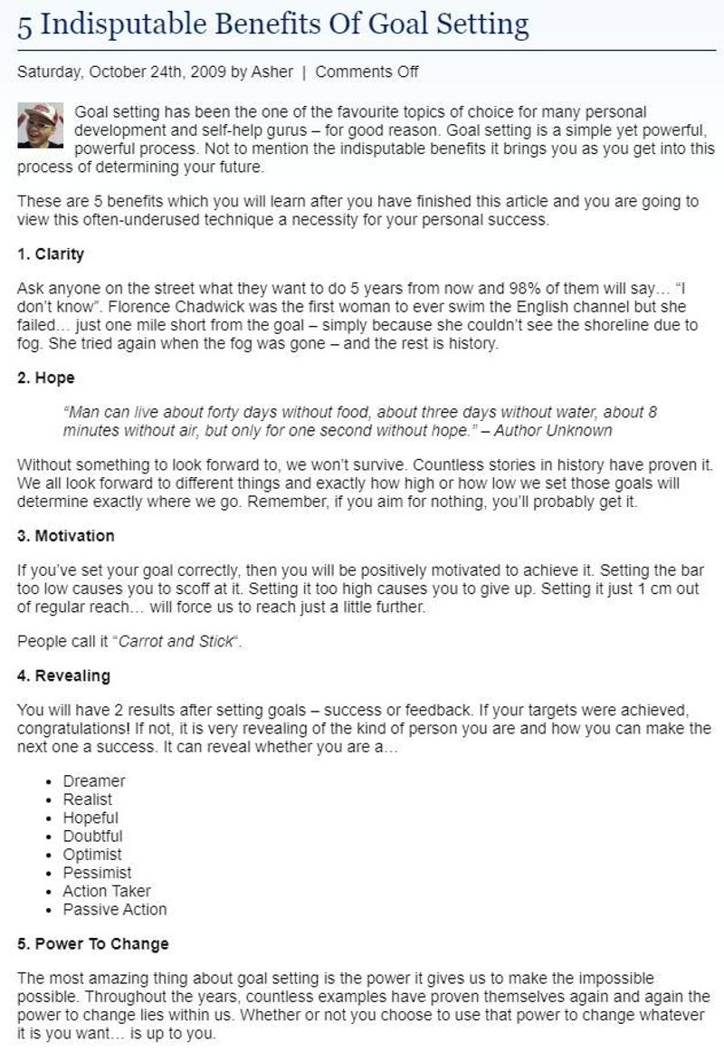 5 Indisputable Benefits of Goal Setting