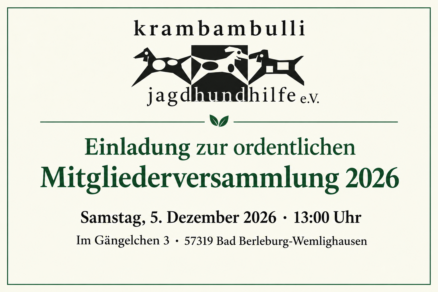Mitgliederversammlung 2026 Krambambulli Jagdhundhlfe e.v.
