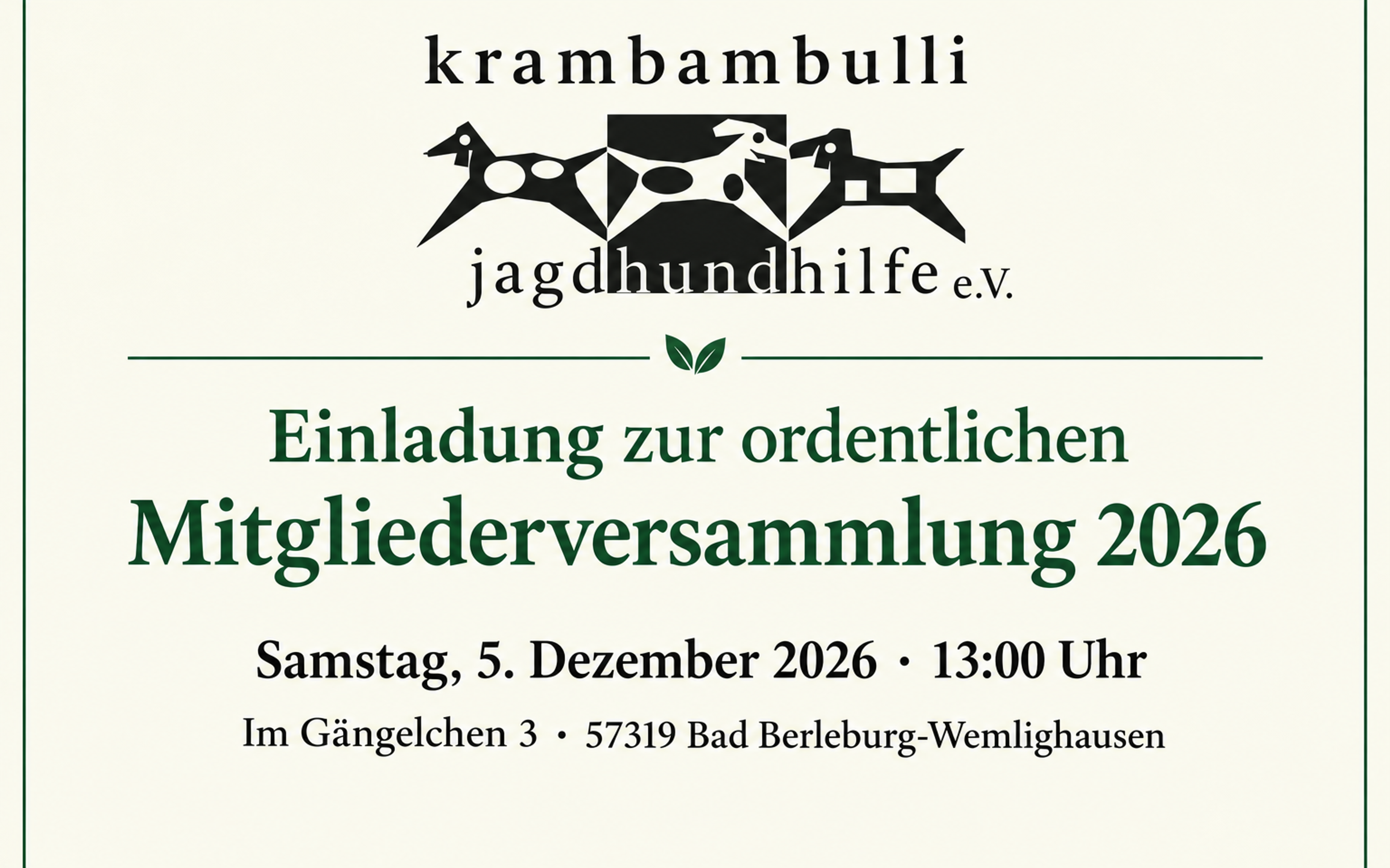 Mitgliederversammlung 2026 Krambambulli Jagdhundhlfe e.v.
