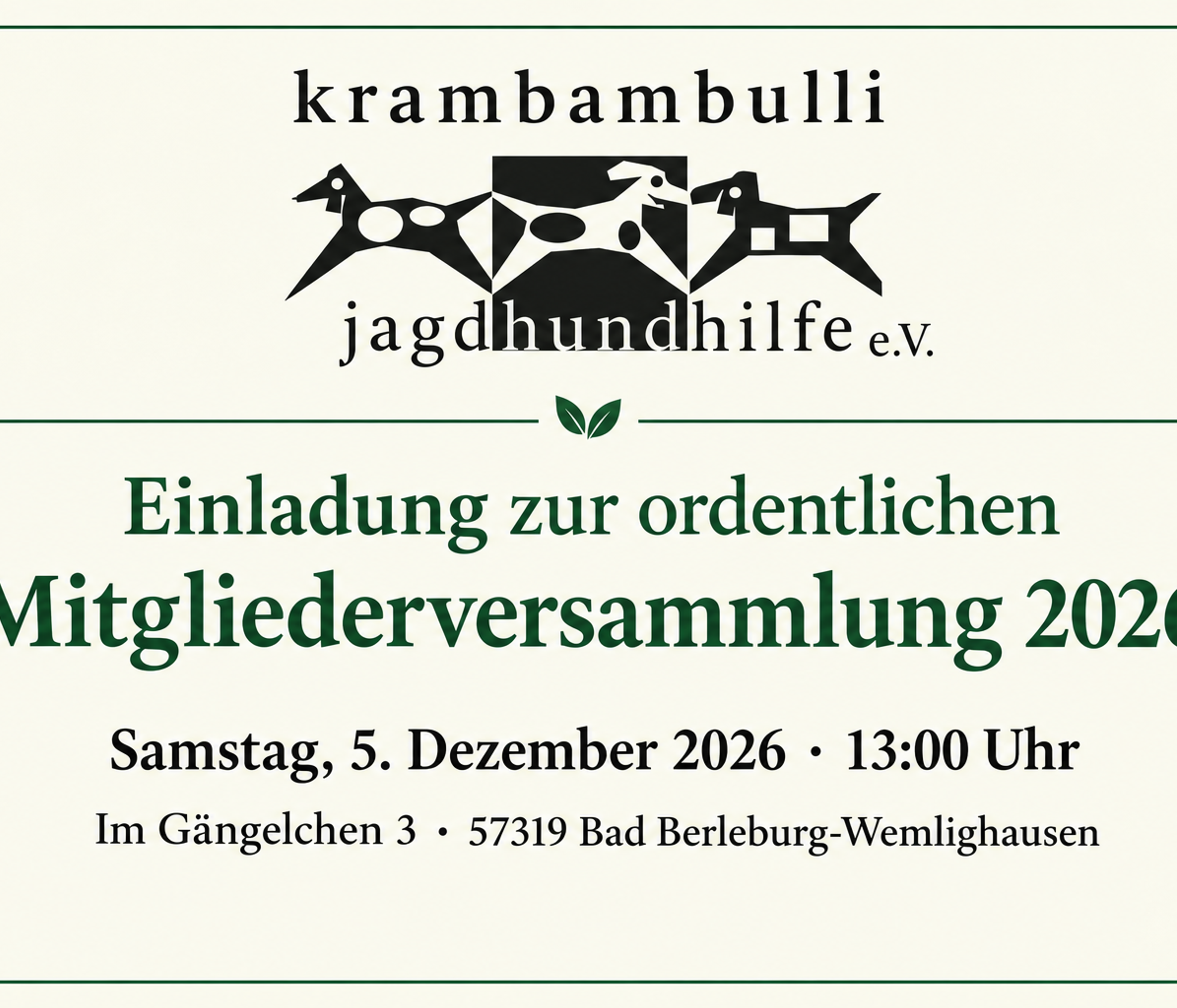Mitgliederversammlung 2026 Krambambulli Jagdhundhlfe e.v.