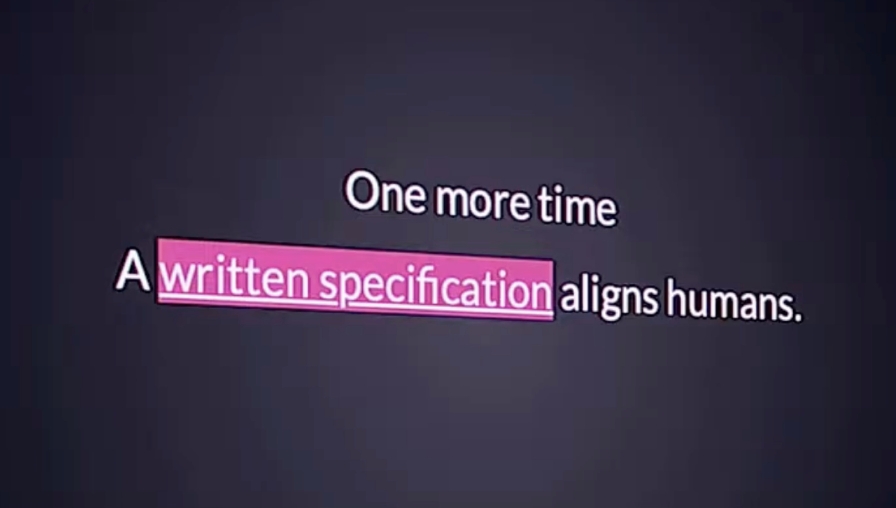The new code: specs write once, run everywhere - Sean Grove https://www.youtube.com/live/U-fMsbY-kHY?si=EFnkzlDpOkw7BjWS&t=29432