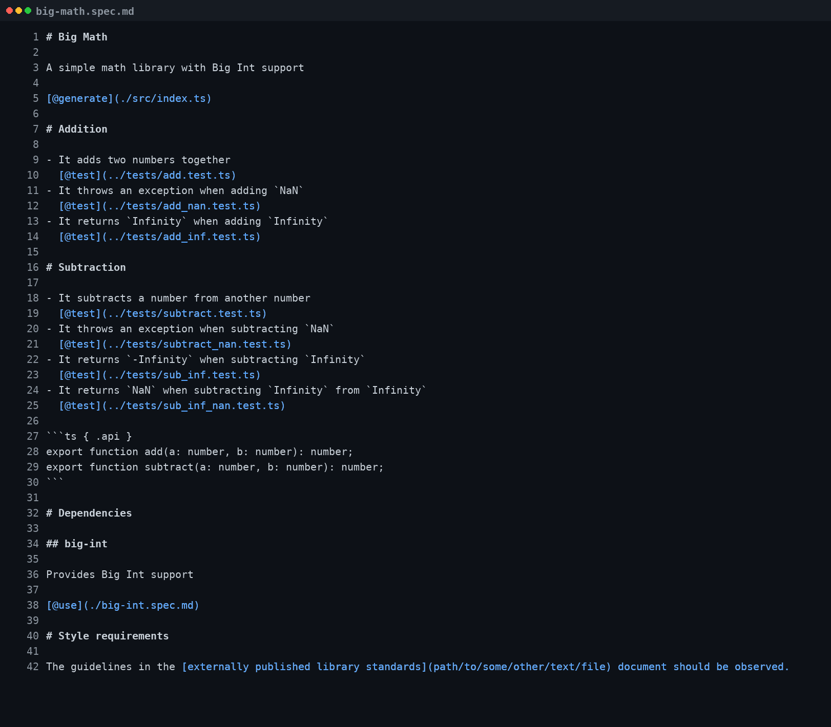 What a spec looks like