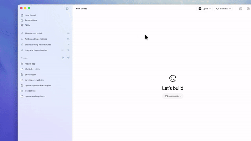 Automations in the Codex desktop app