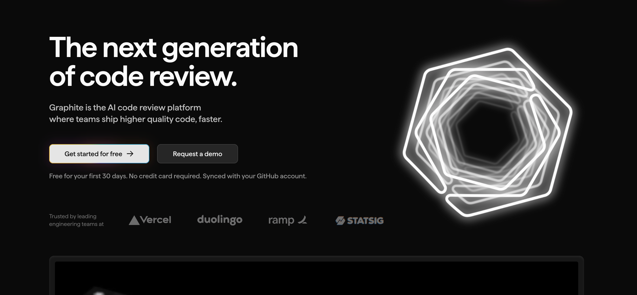 Graphite website landing page
