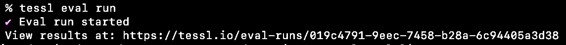 "tessl eval run" results in a url being presented to the user in the output.