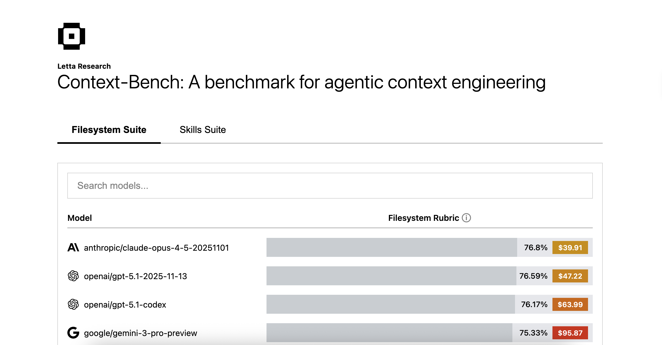 Context Bench landing page