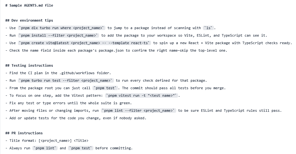 Sample Agents.md file