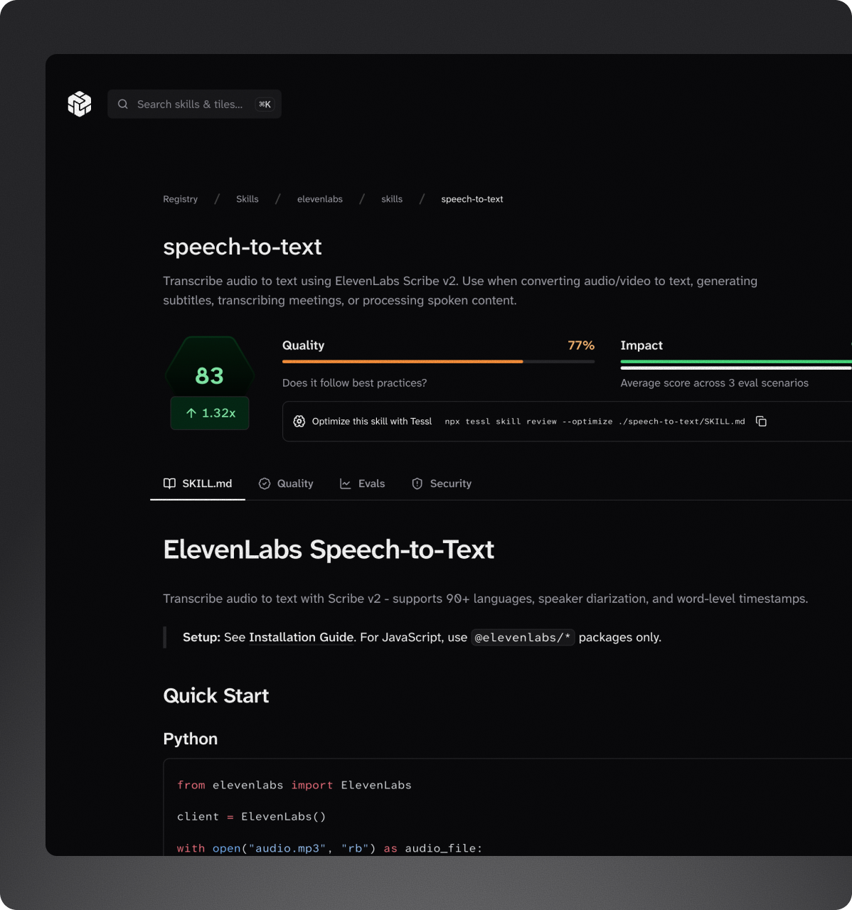 Define skills from your code, docs, and practices