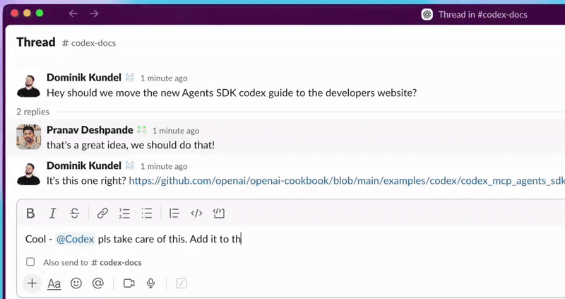 Codex & Slack in action