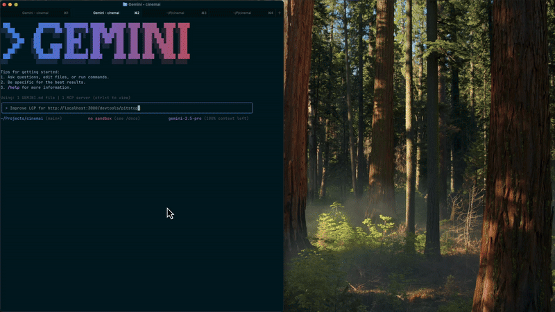 Chrome DevTools MCP in action