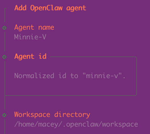 OpenClaw interface for adding a new agent