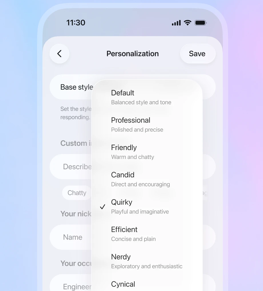 Personality personalization