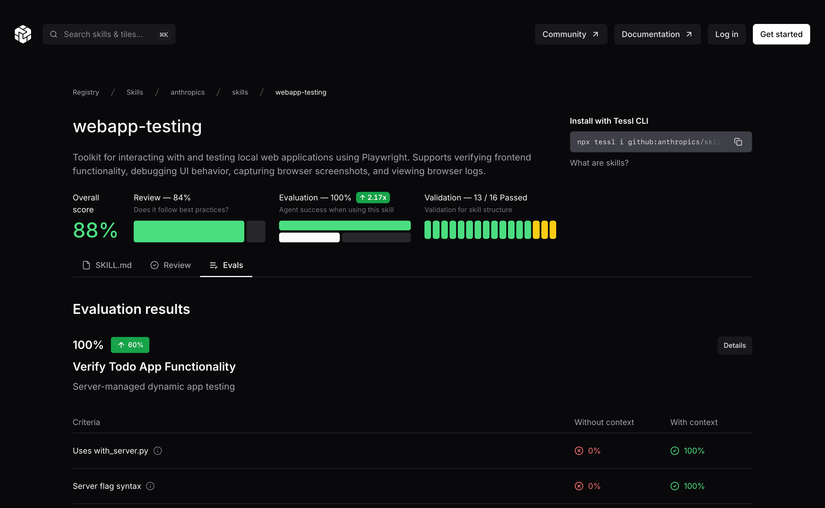 Anthropic skill evals