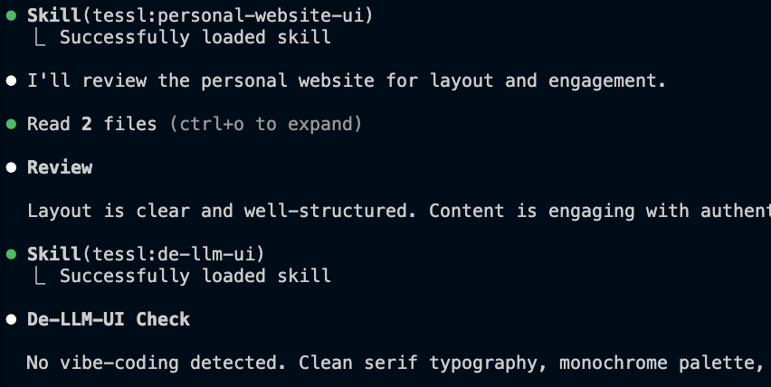 My entrypoint review skill calls out to another skill.
