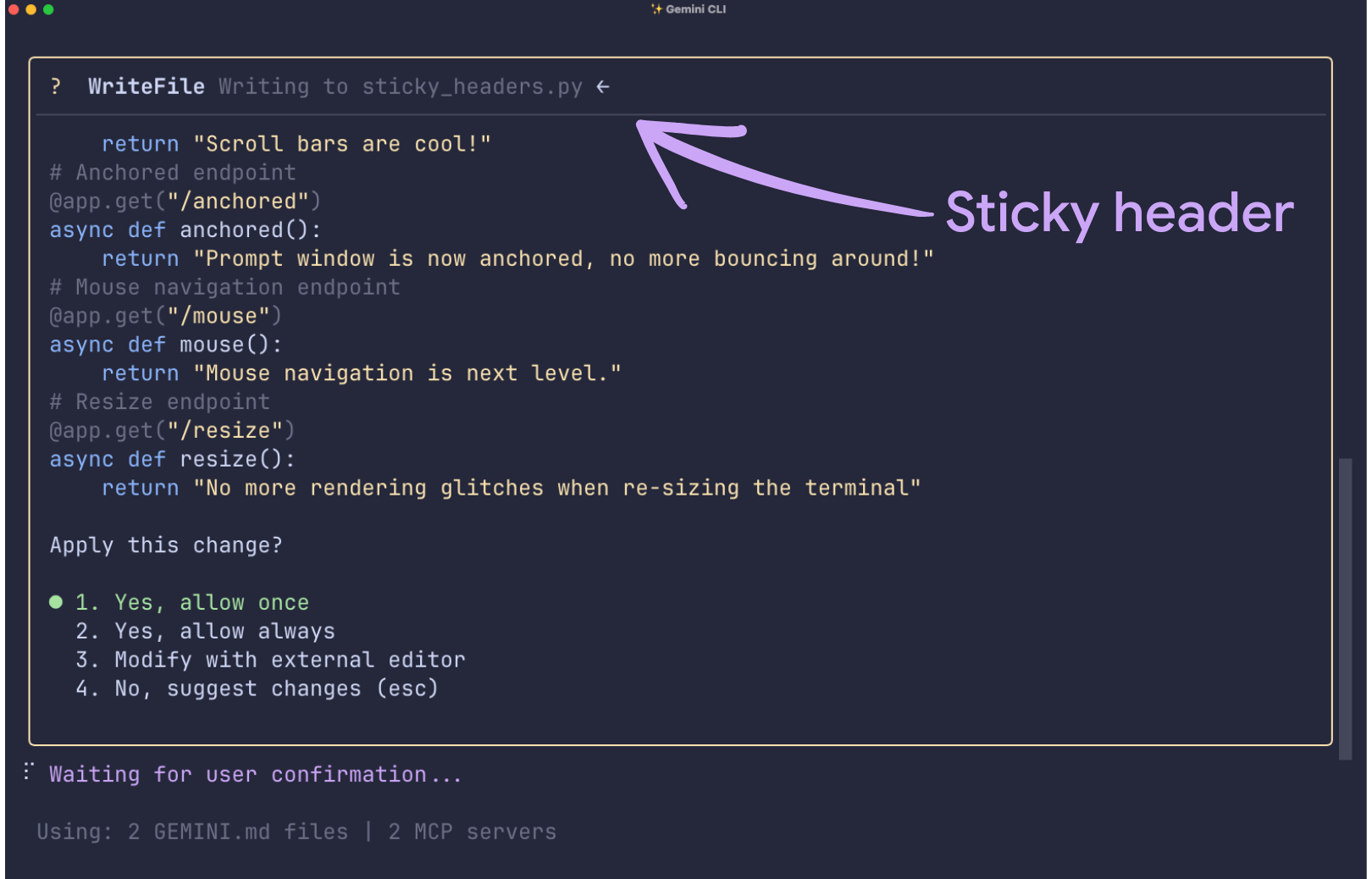 Sticky headers