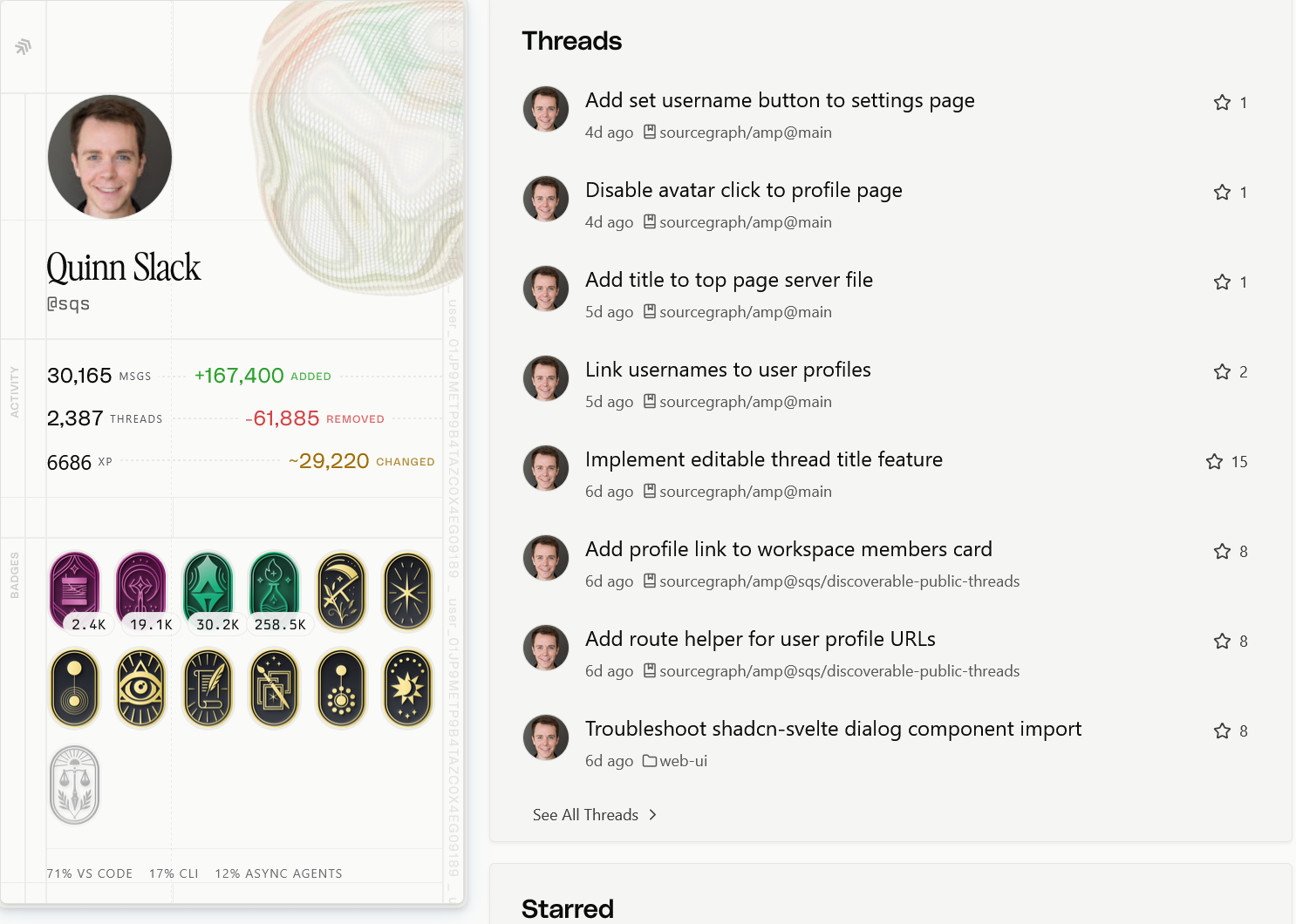 Quinn Slack's public profile on Amp