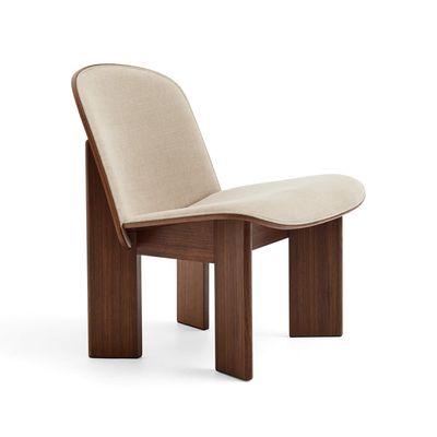 HAY Chisel Lounge Chair Front Upholstered - Linara 216 in Water-based lacquered walnut