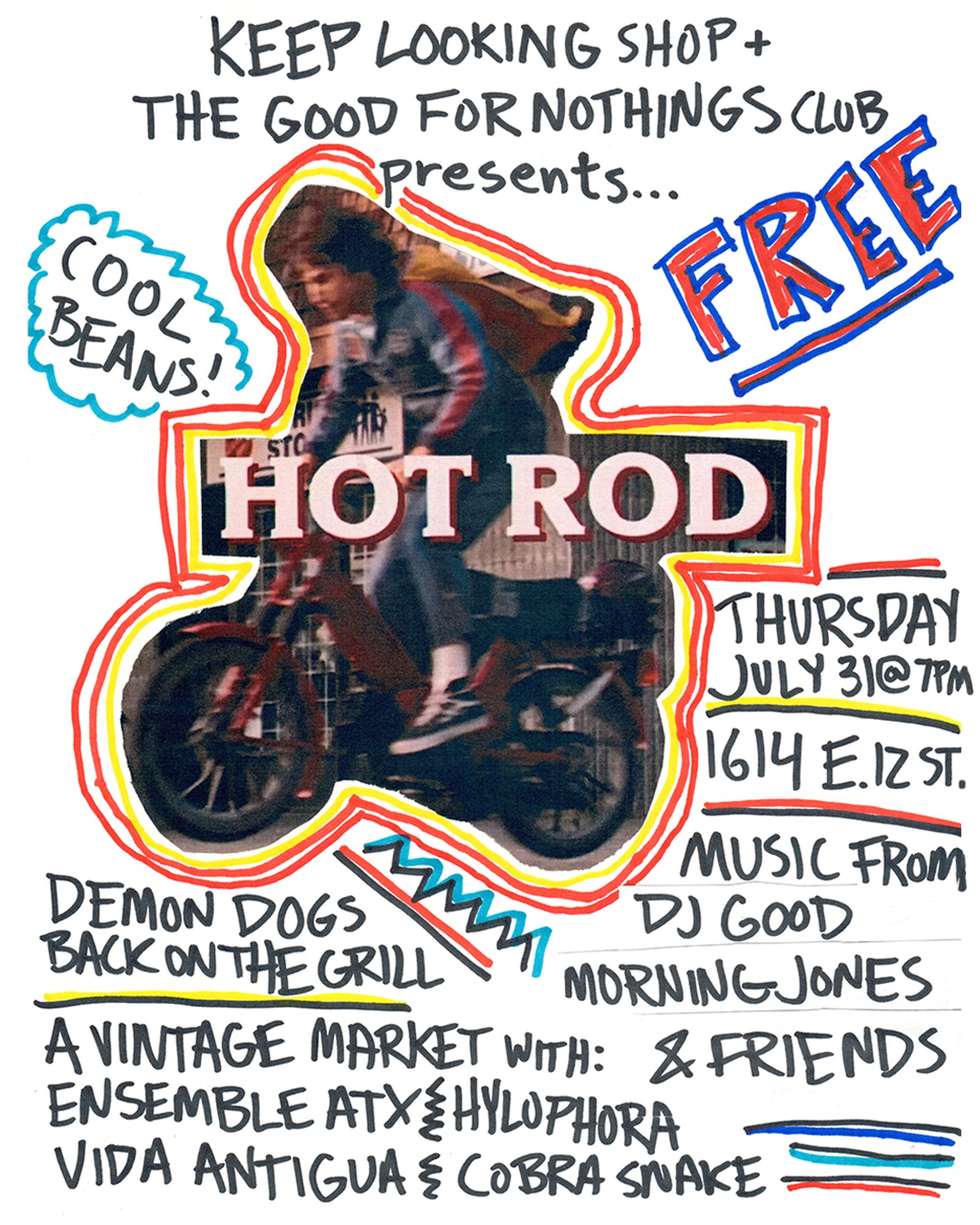 a poster for hot rod shows a man riding a motorcycle