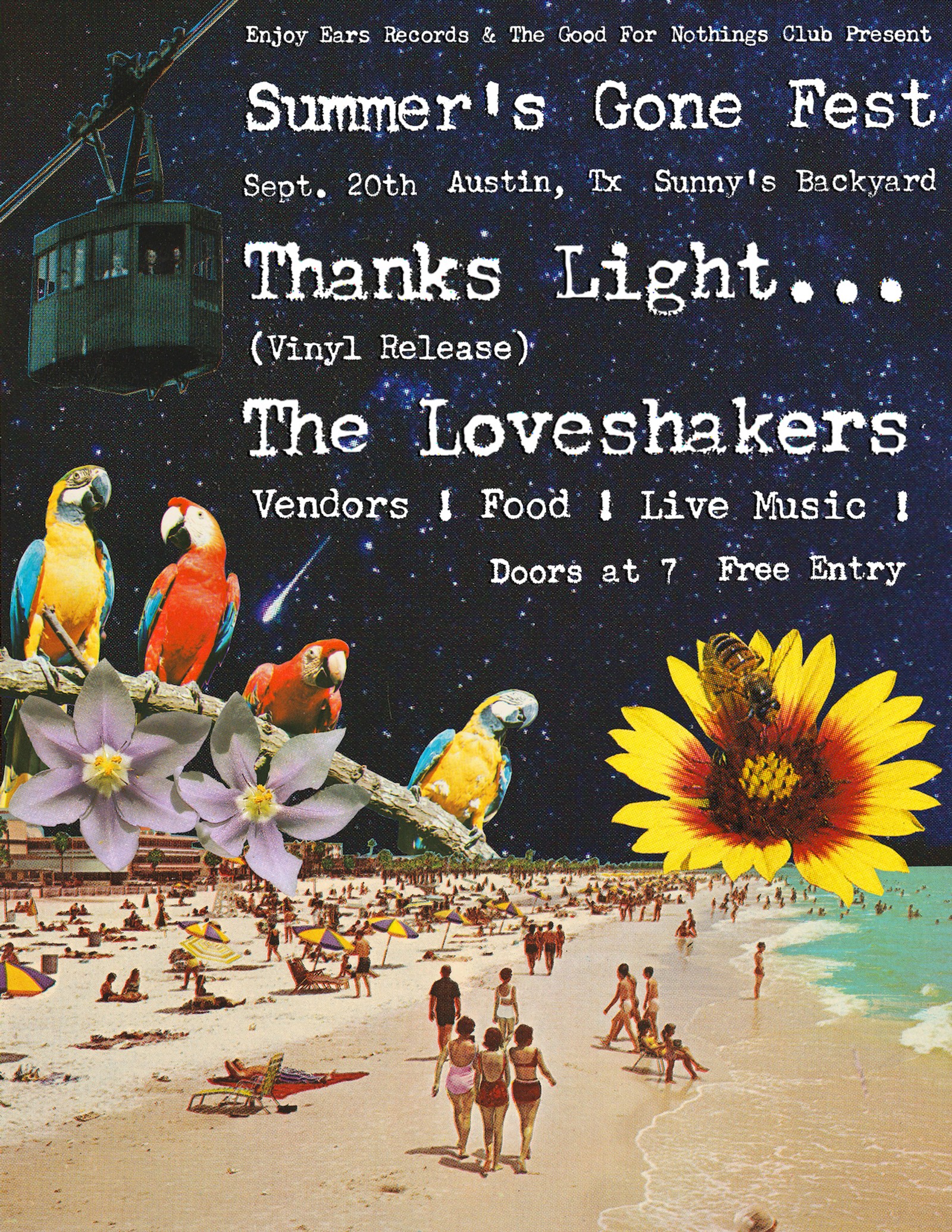 Summer's Gone Fest poster featuring a collage of the beach.