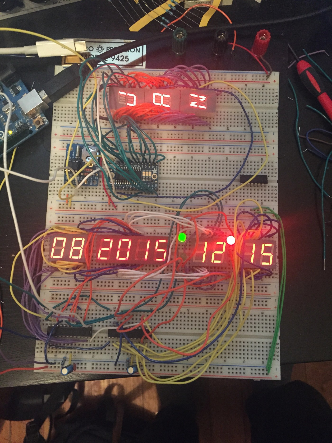 a bunch of wires are connected to a board that says 08 20 15 12 15