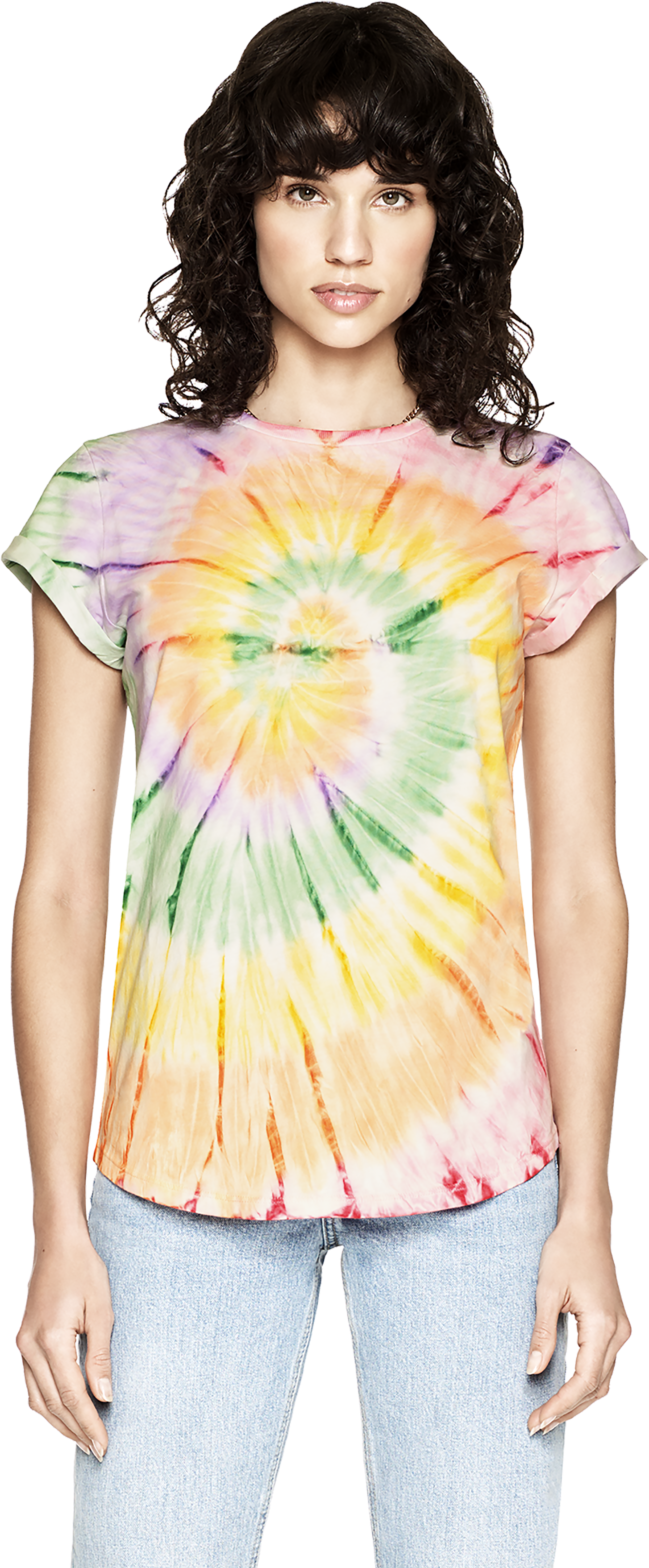 Artistic Tie Dye Rolled Sleeve Tee