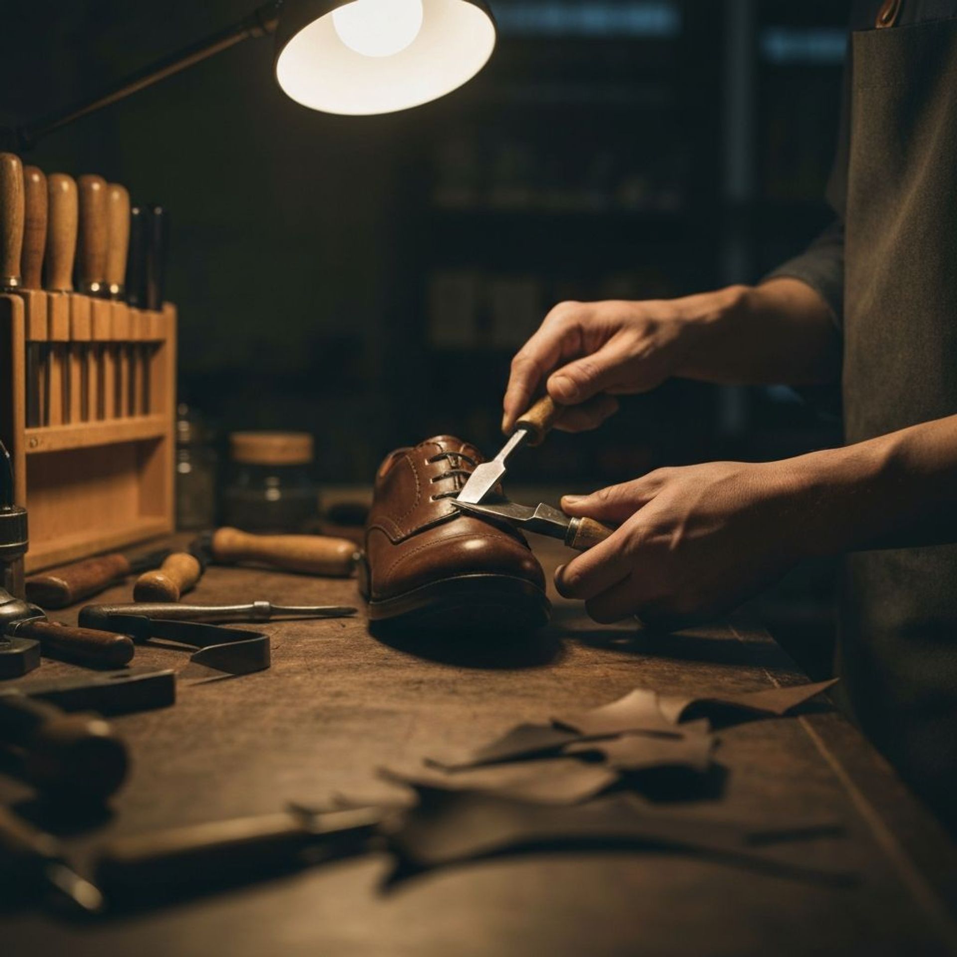 Zapatero, zapatos, herramientas