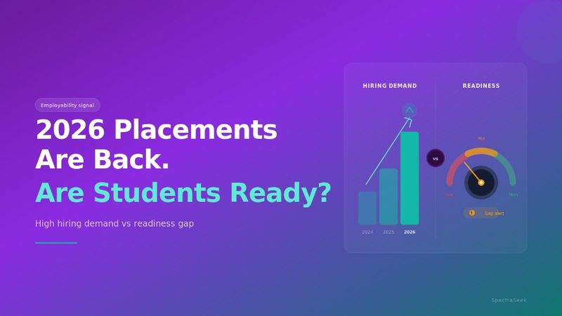 2026 placements banner: rising hiring demand vs low student readiness with gap alert