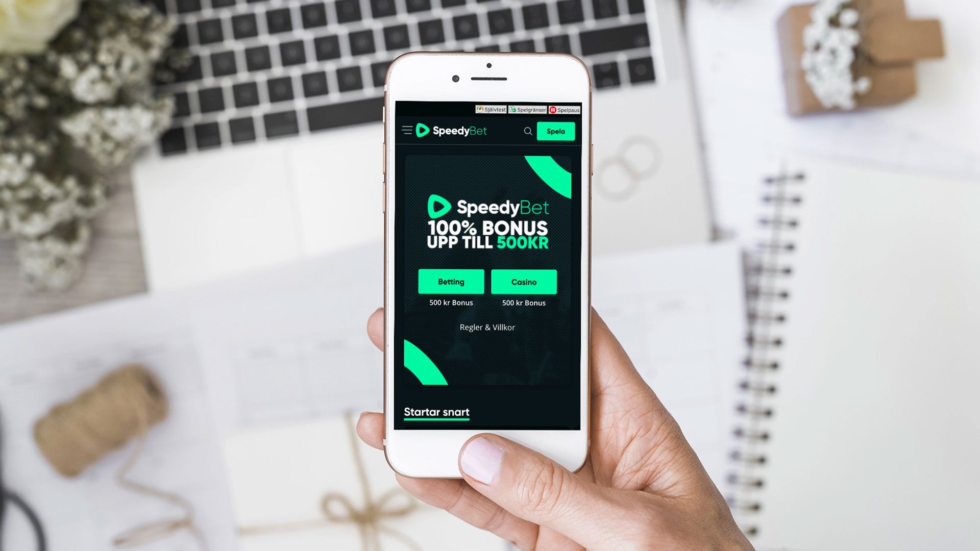 Interfaz de Speedybet mostrando opciones de bonos y juegos