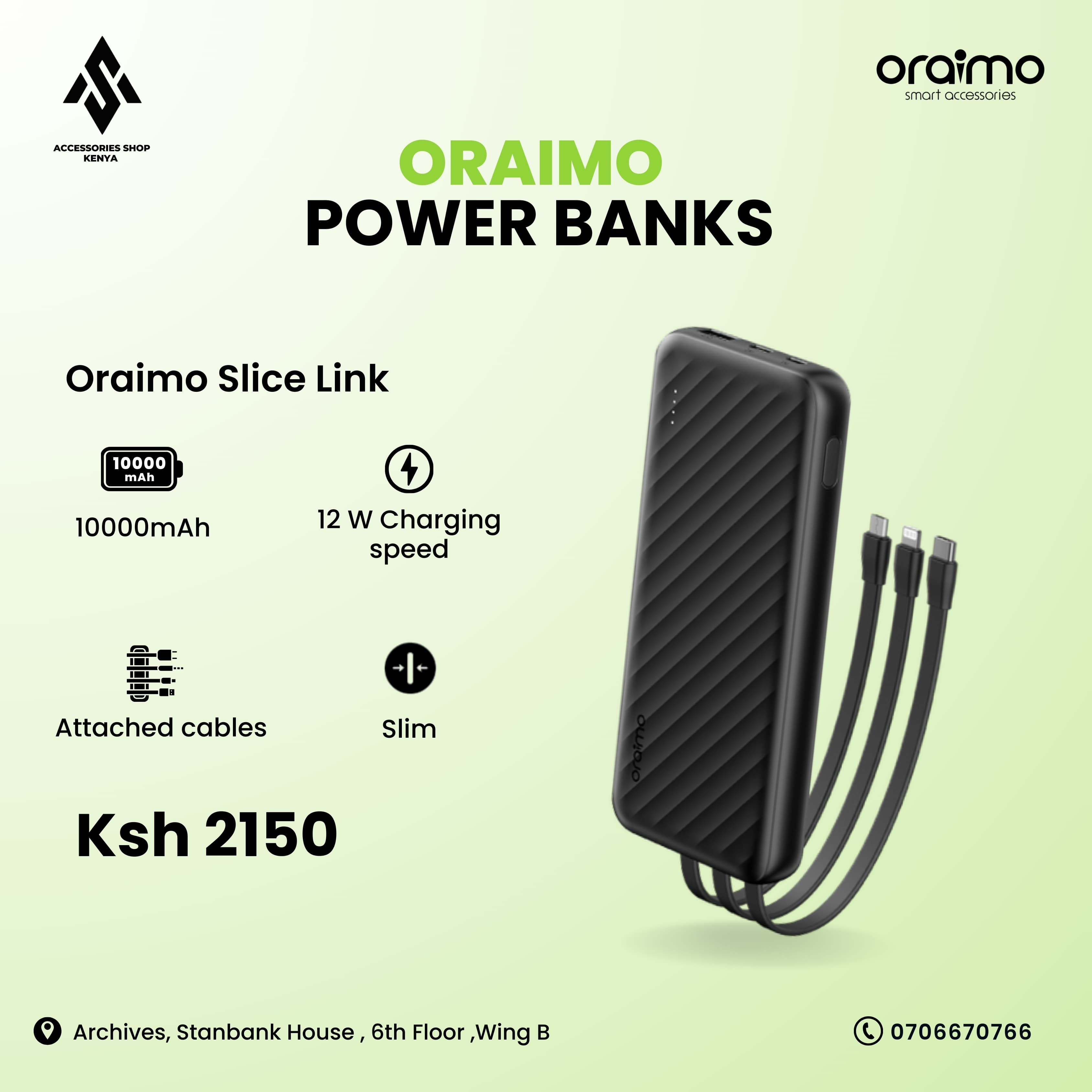 Oraimo Slice Link Pro 10000mAh 22.5W Power Bank