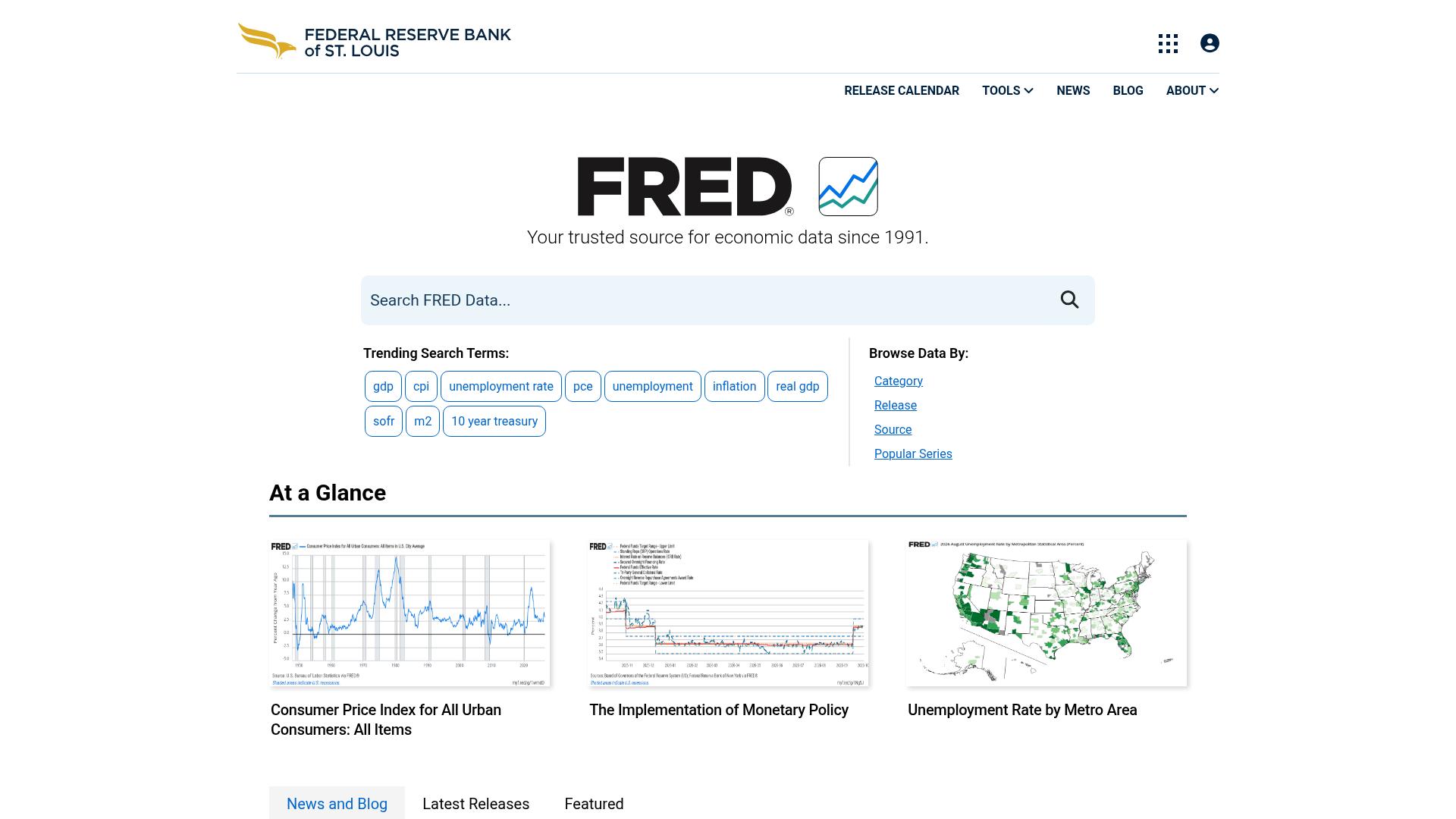 FRED：经济数据检索首页