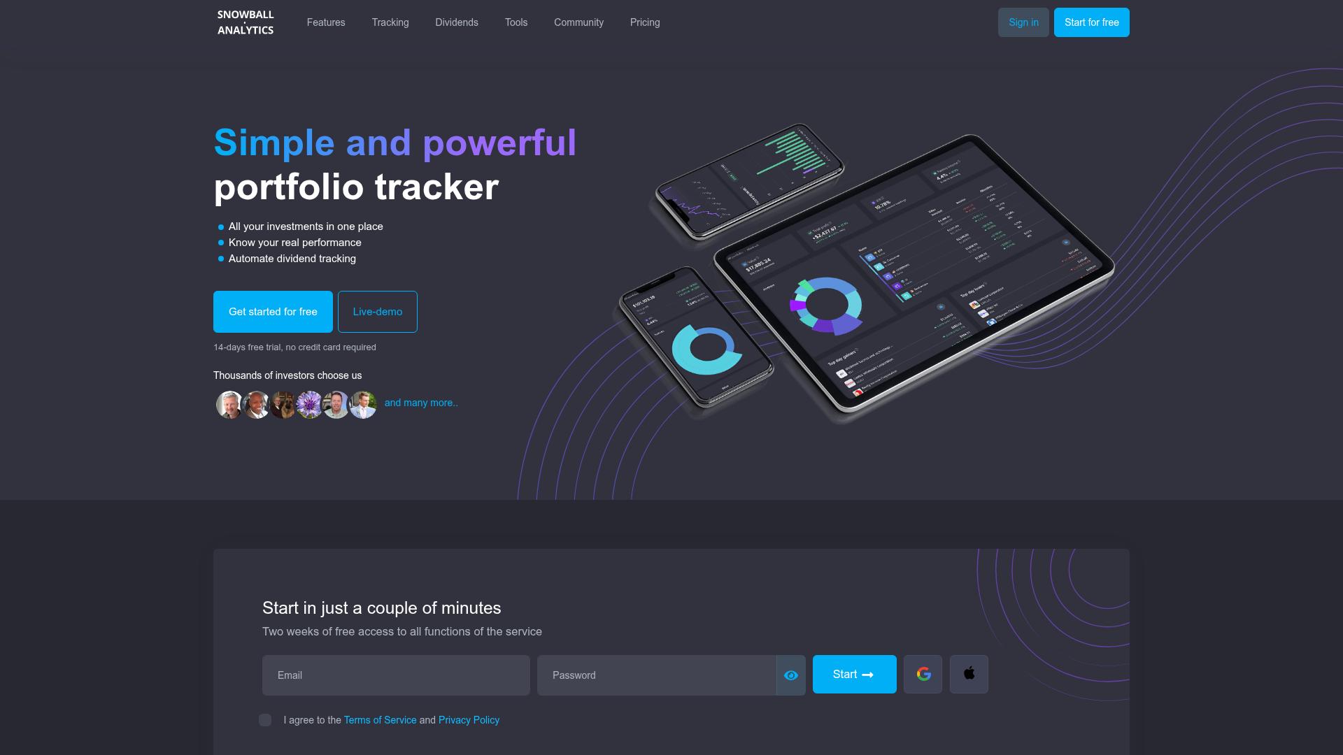 Snowball Analytics 公开页面预览