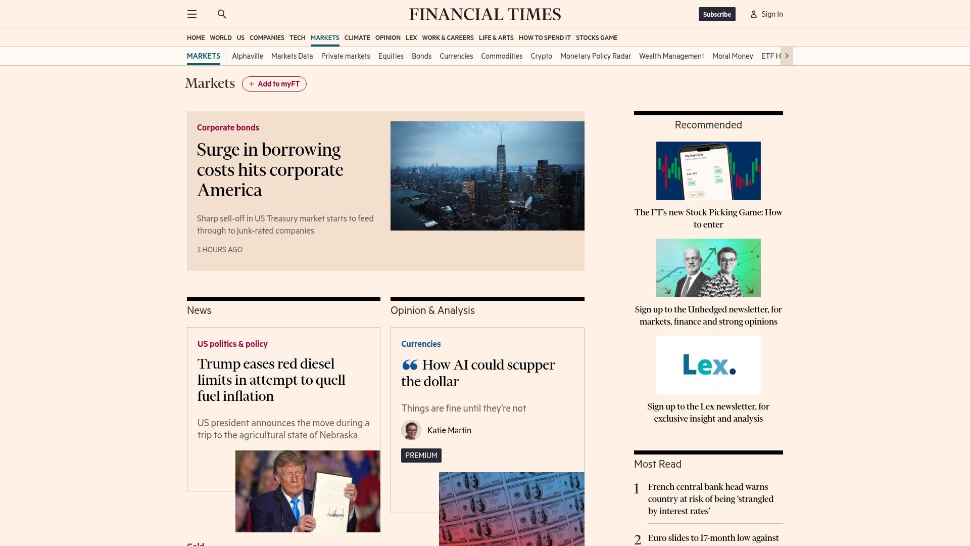 Financial Times 公开页面预览