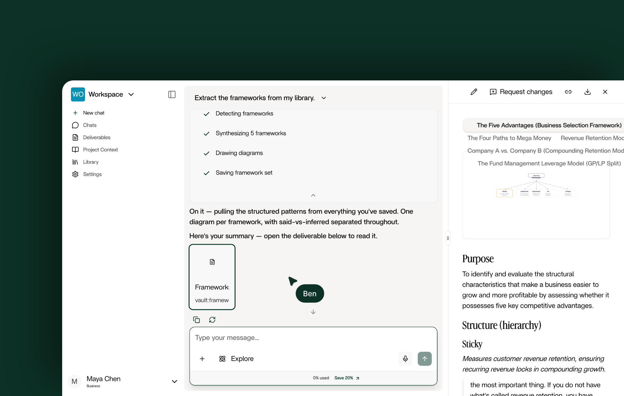 Extract the frameworks: The deliverable