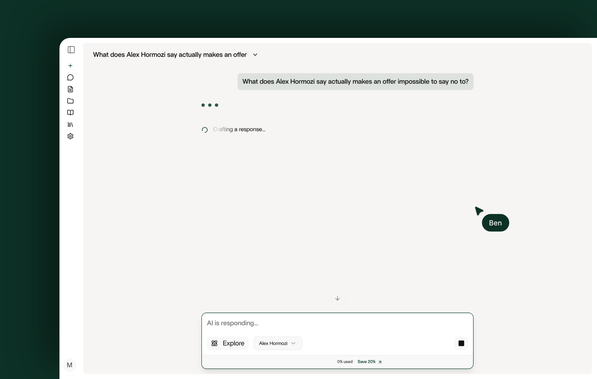 Ask any question: Isabella at work