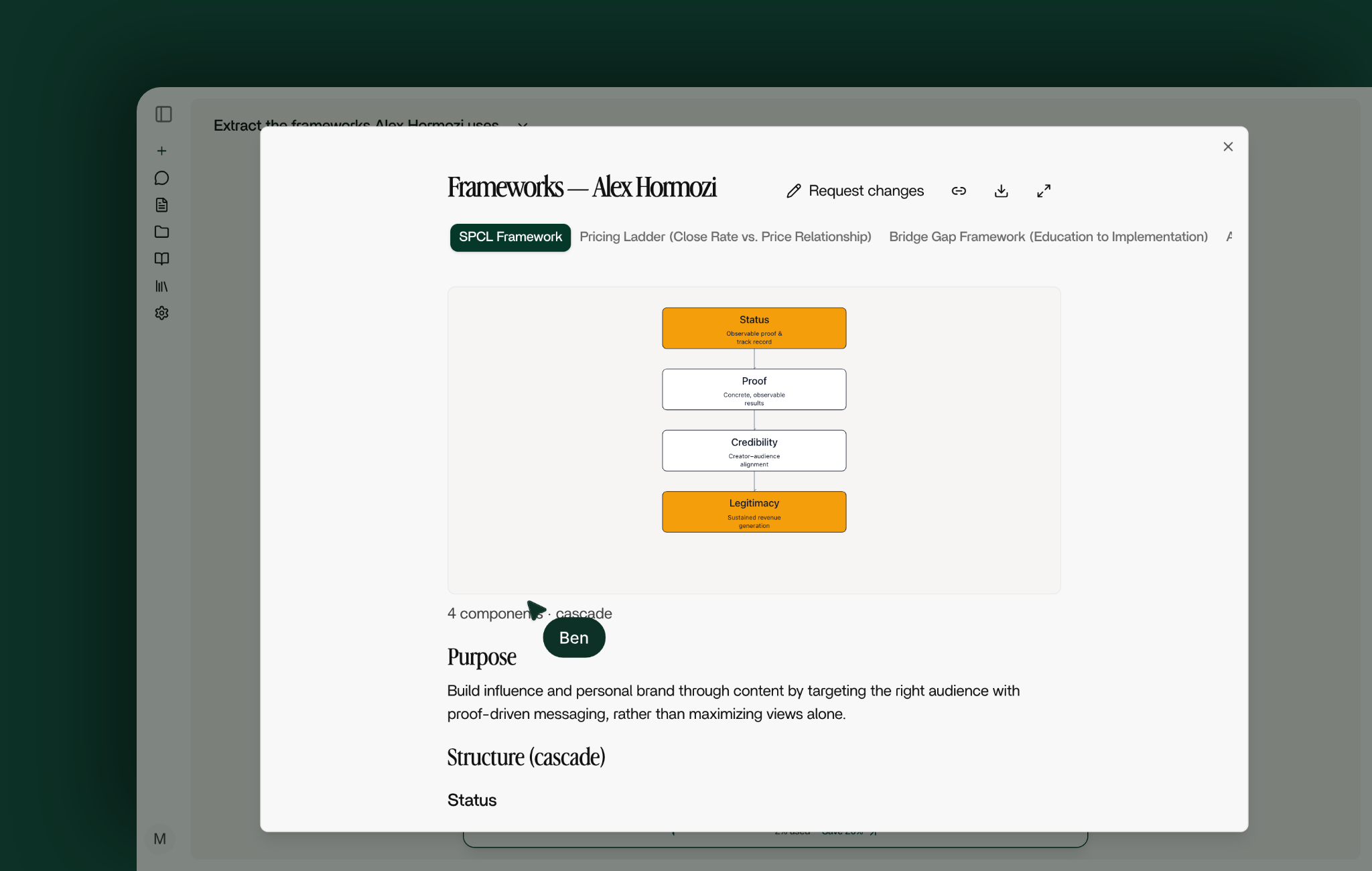 Extract their frameworks: The deliverable