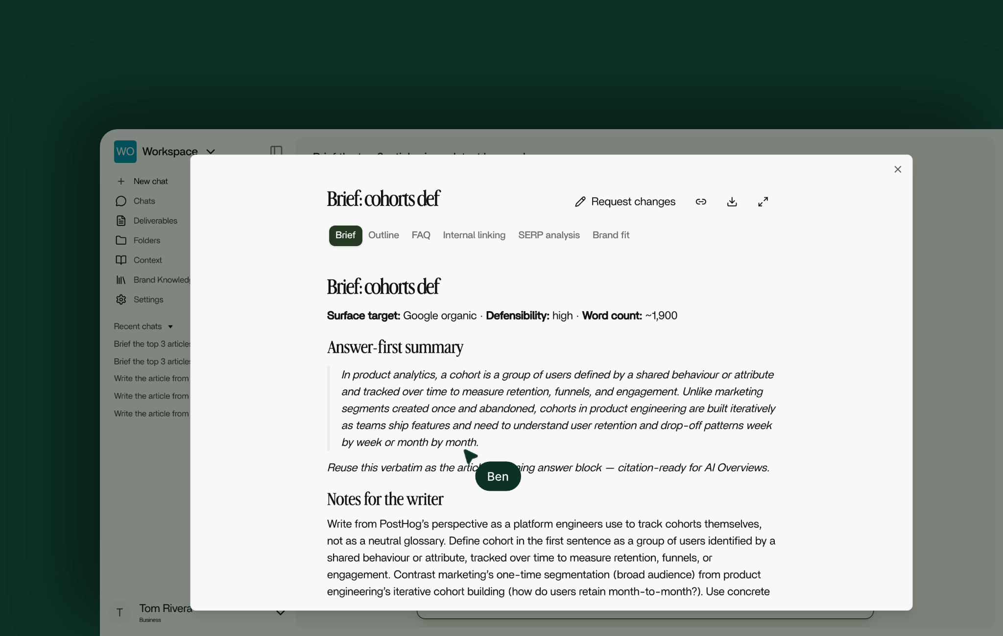Batch generate briefs: The deliverable