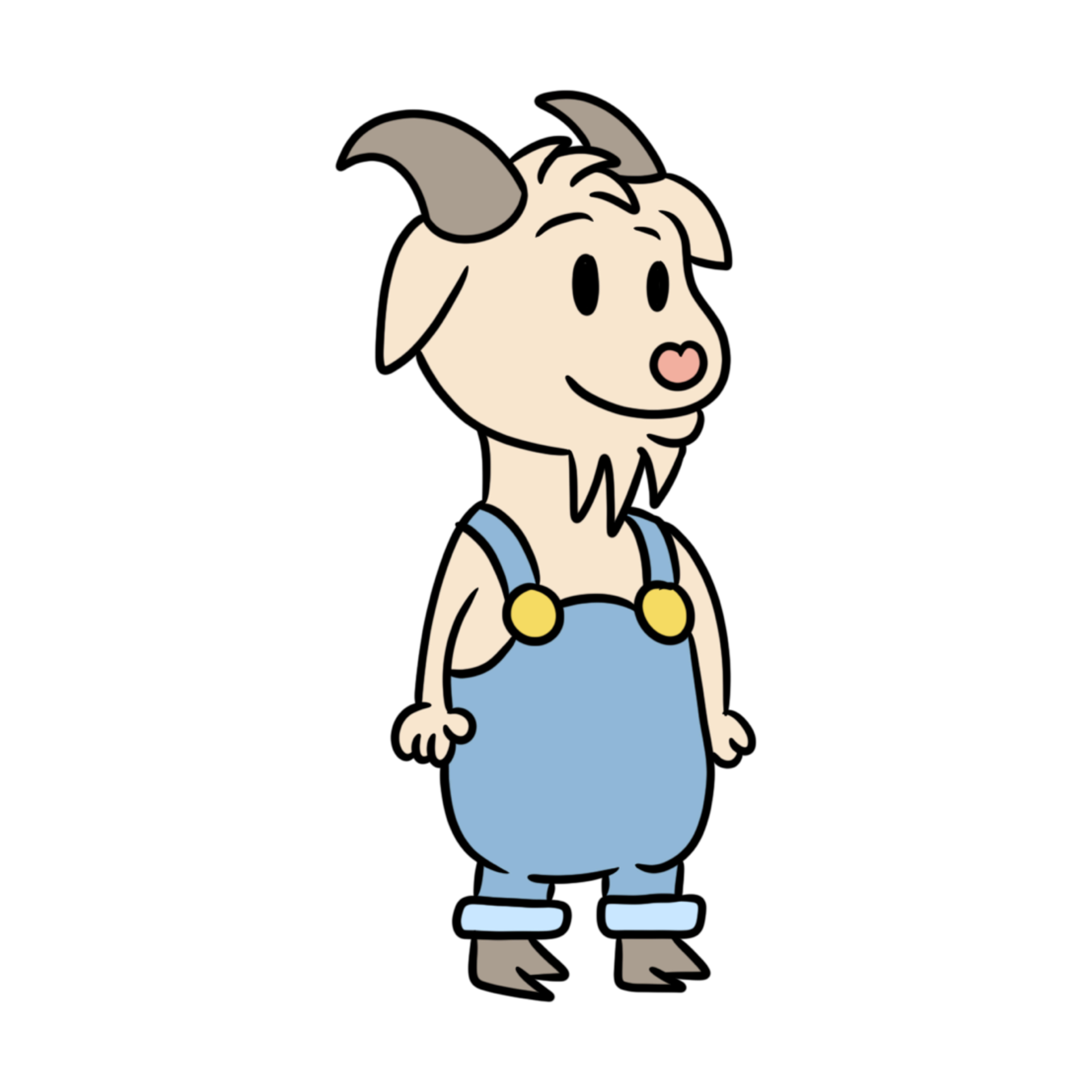 Garrett smiling in blue overalls