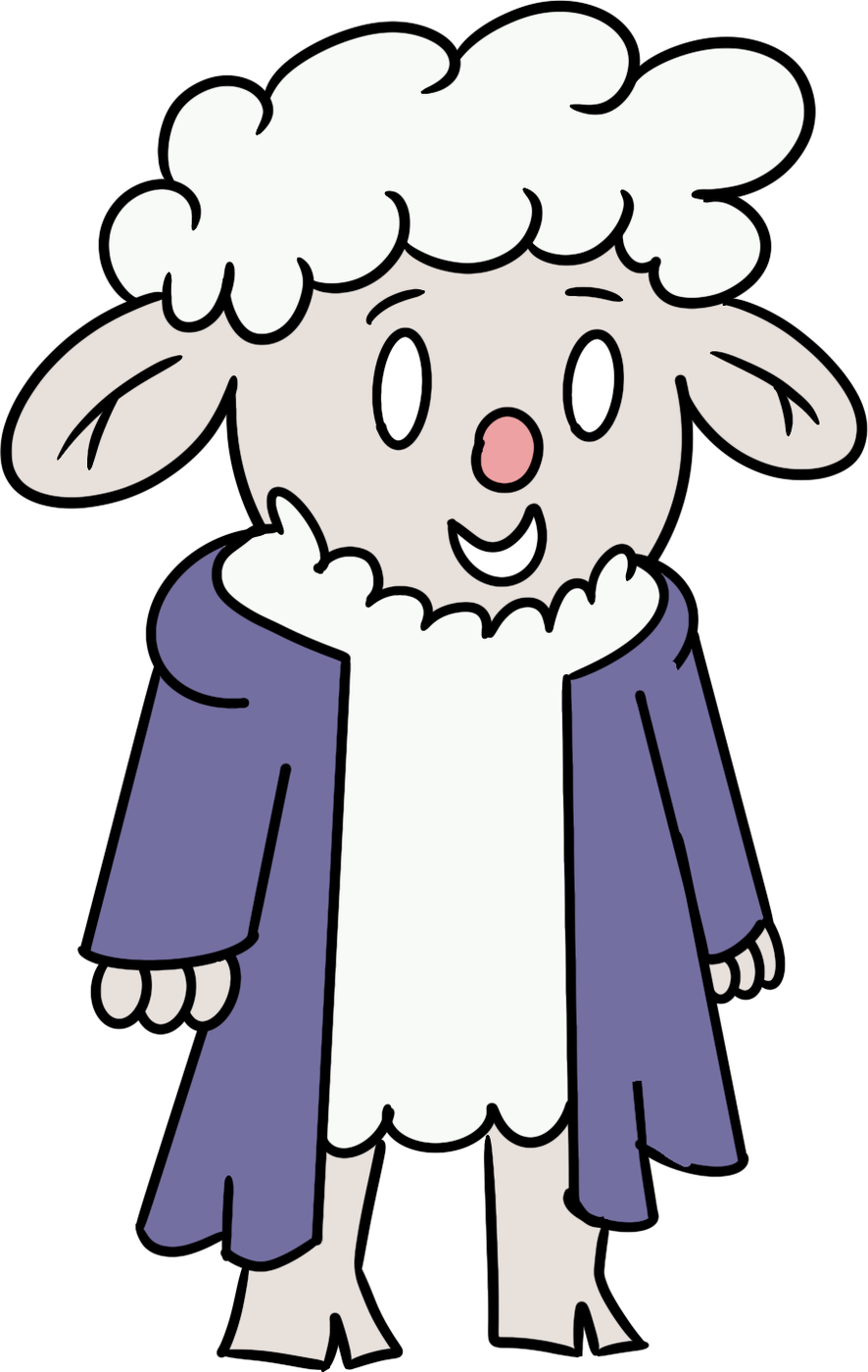 Sally the Sheep wearing a purple robe