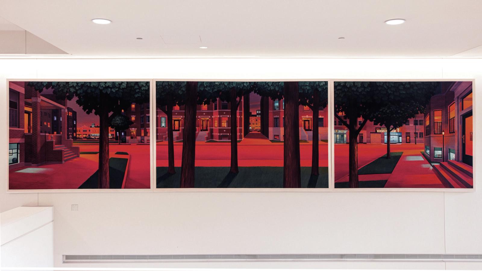Three Chicago urban landscape paintings by Kathleen Eaton
