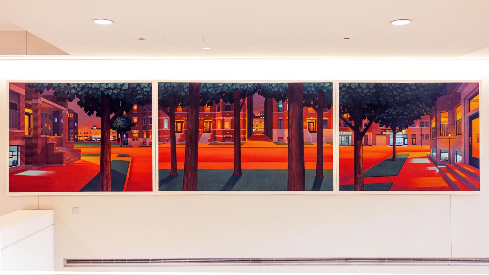 Three Chicago urban landscape paintings by Kathleen Eaton