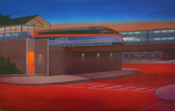 Sunset at the Ravenswood Metra Stop,