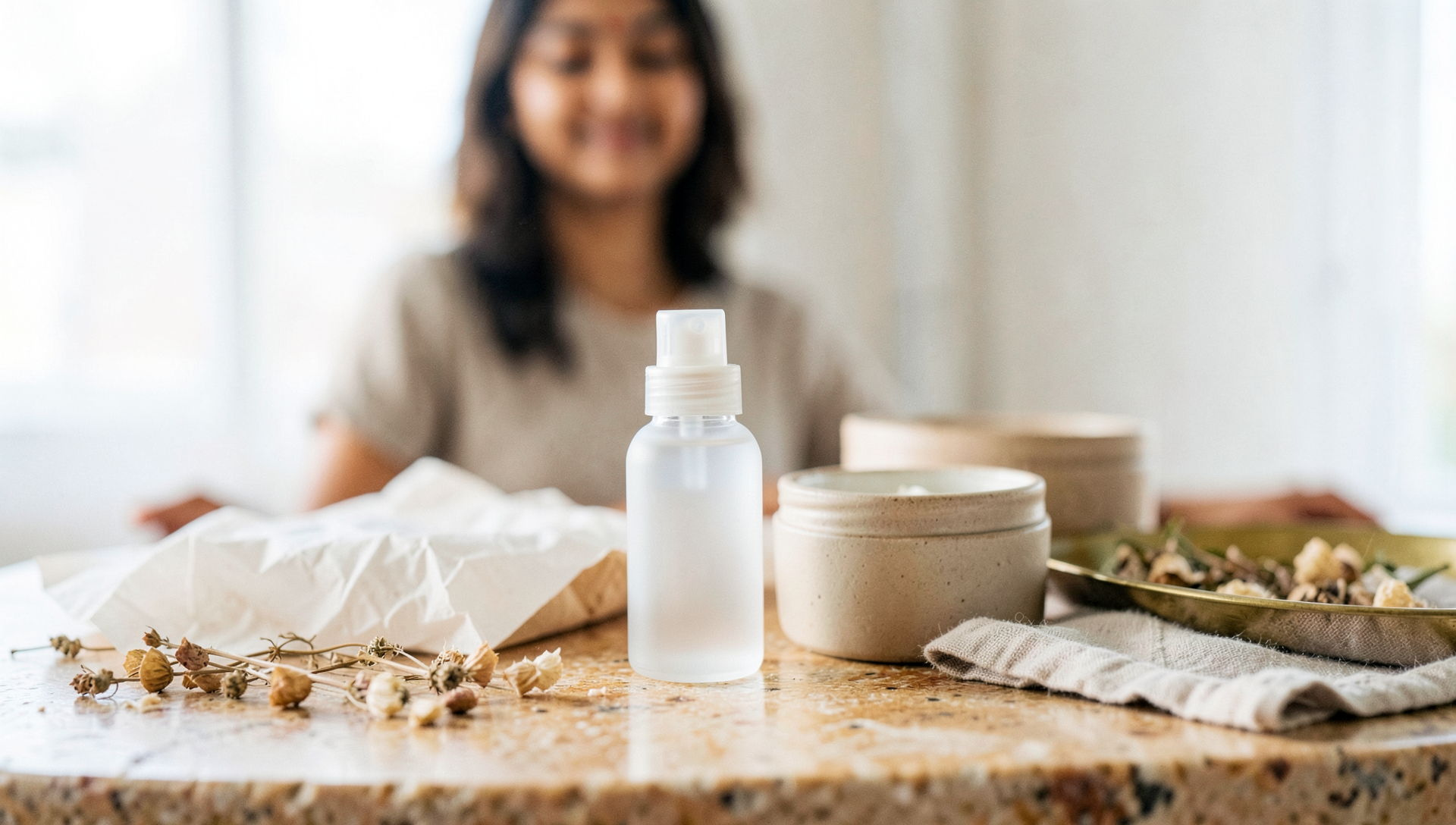 Minimalist unbranded skincare product still life — D2C Skincare Brand, Pan-India · Webzenia AI and Automation case study