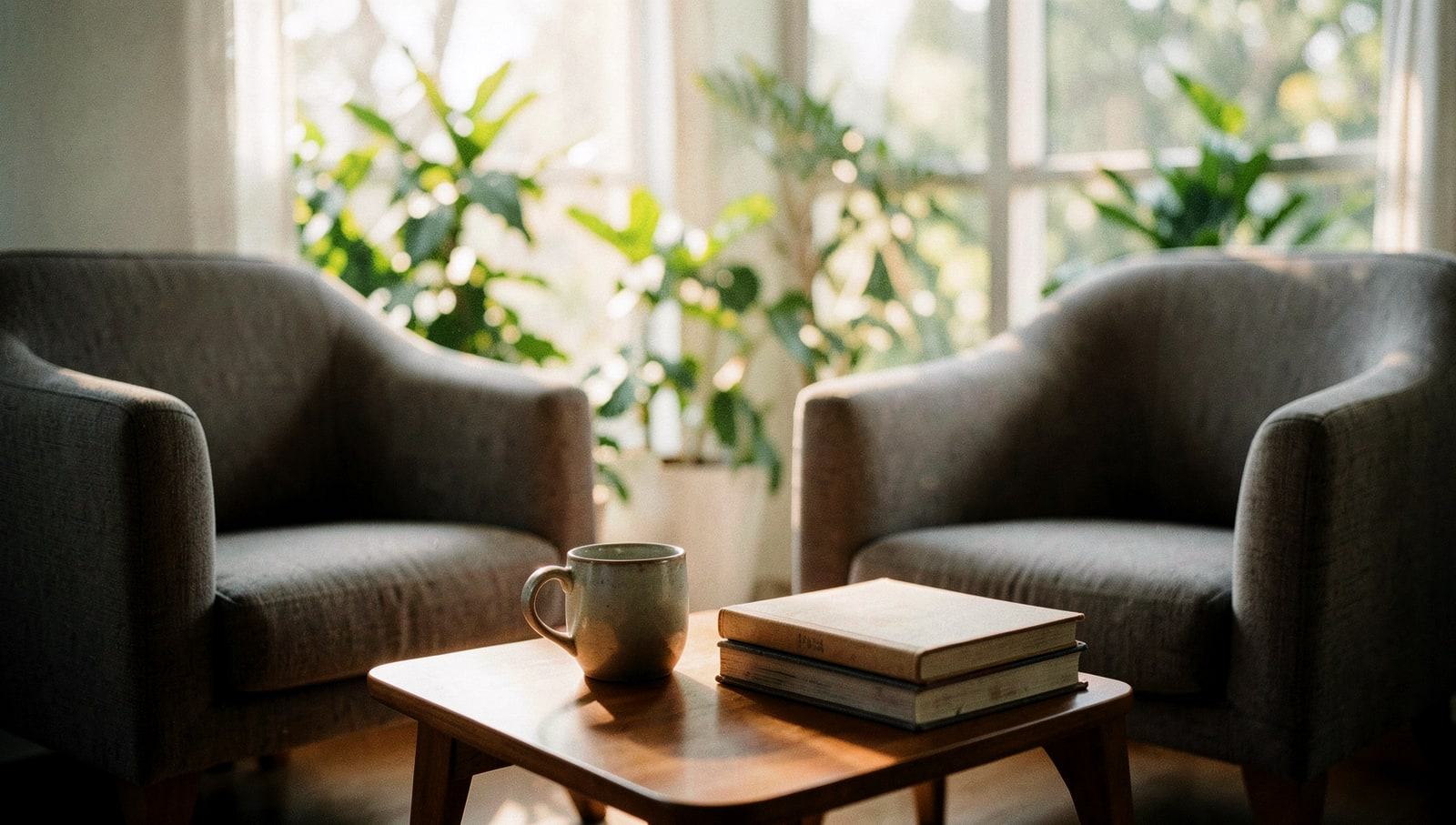 Warm modern workspace still life — Ghodbunder Road developer, Thane · Webzenia SEO case study