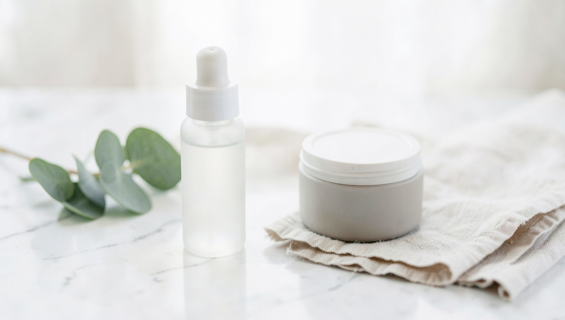 Minimalist unbranded skincare product still life — D2C Hair Care Brand, Pan-India · Webzenia Digital Marketing case study
