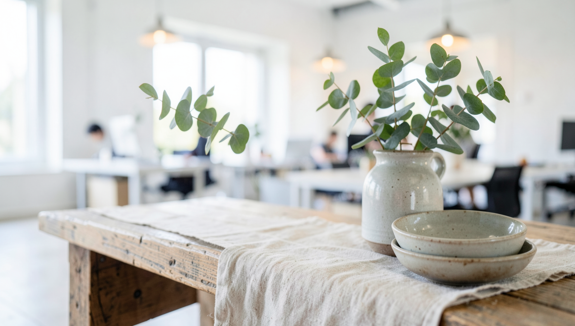 Warm modern workspace still life — Greater Noida developer, Noida · Webzenia SEO case study