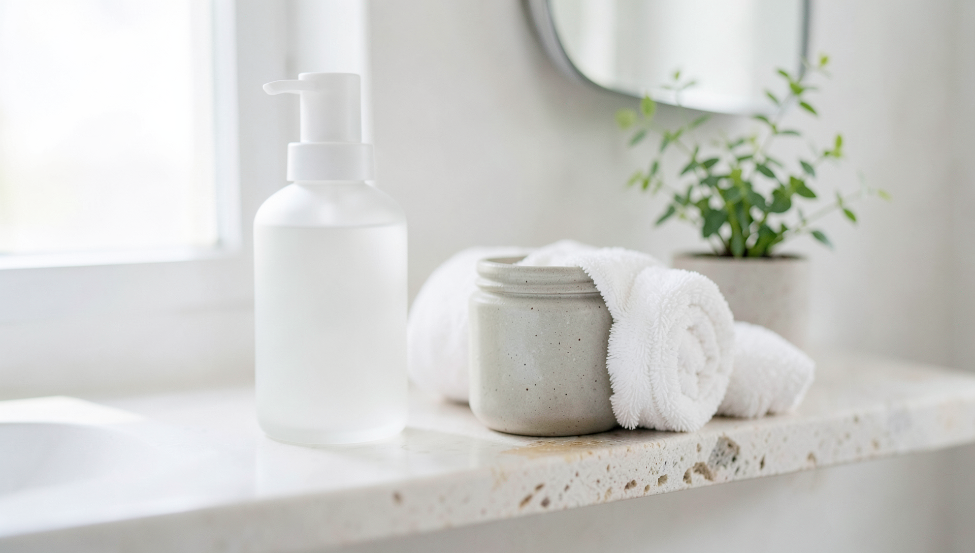 Minimalist unbranded skincare product still life — Ayurvedic Personal Care Brand, Mumbai · Webzenia Branding case study