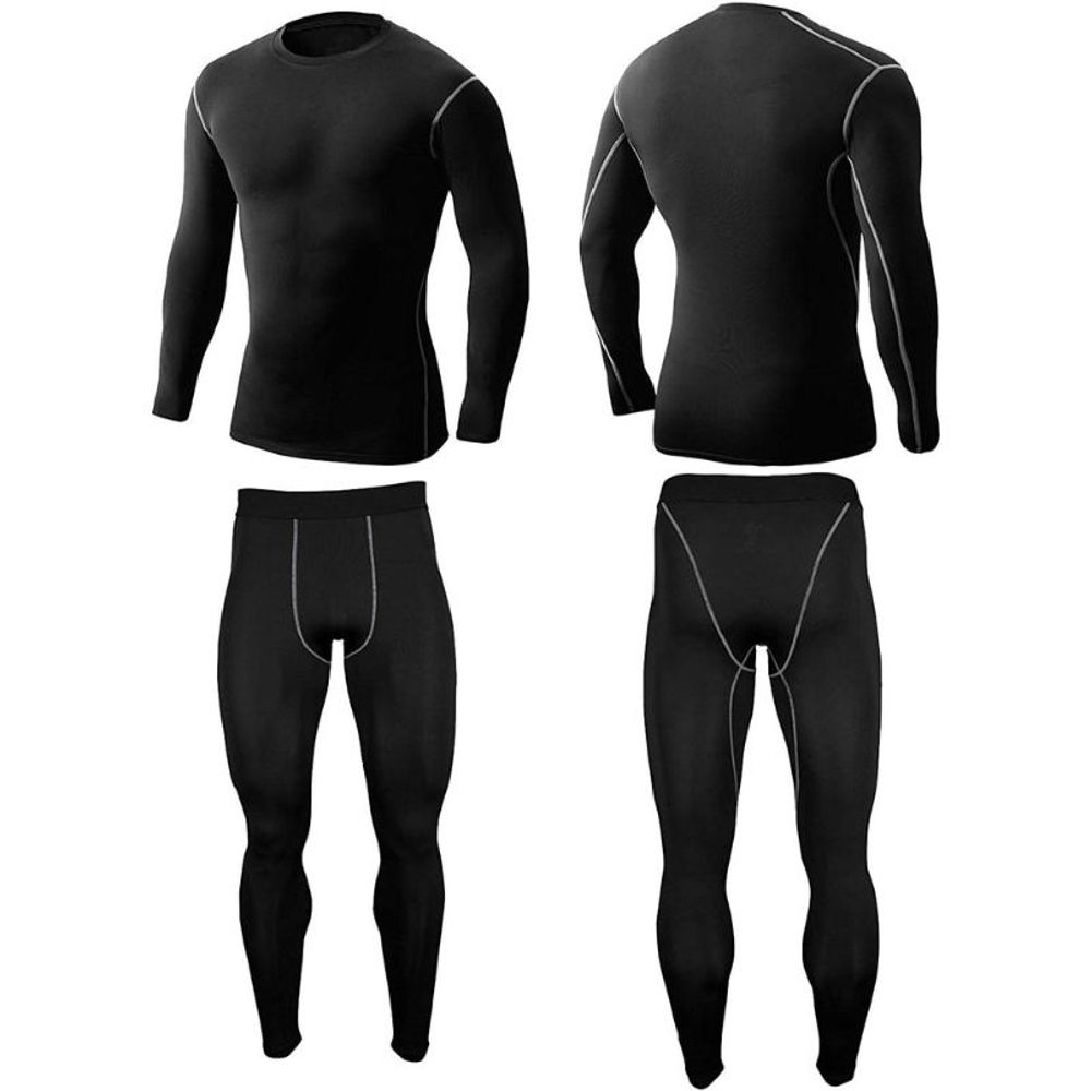 men's compression base layer set in black, additional view 4, manufactured by Abeeha Leather Industry