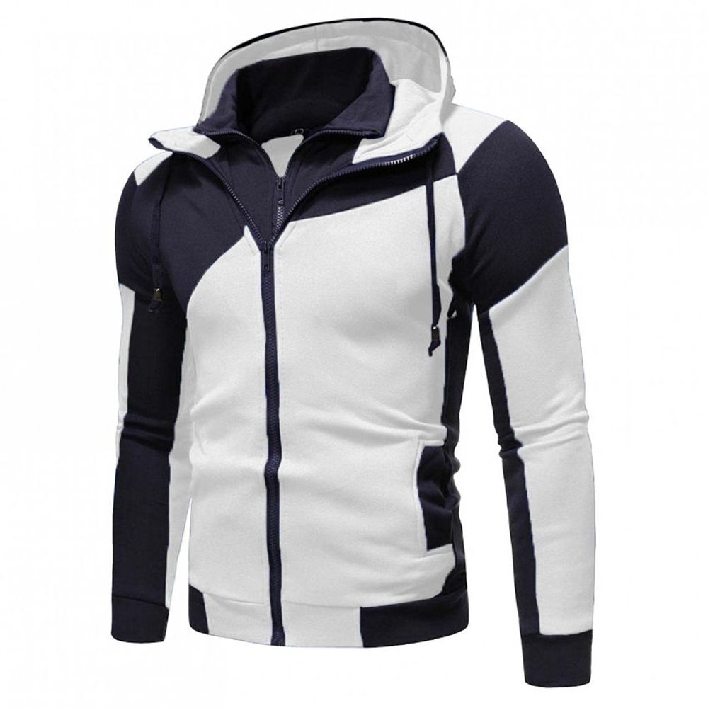 two-piece hooded tracksuit in white and navy, additional view 2, manufactured by Abeeha Leather Industry