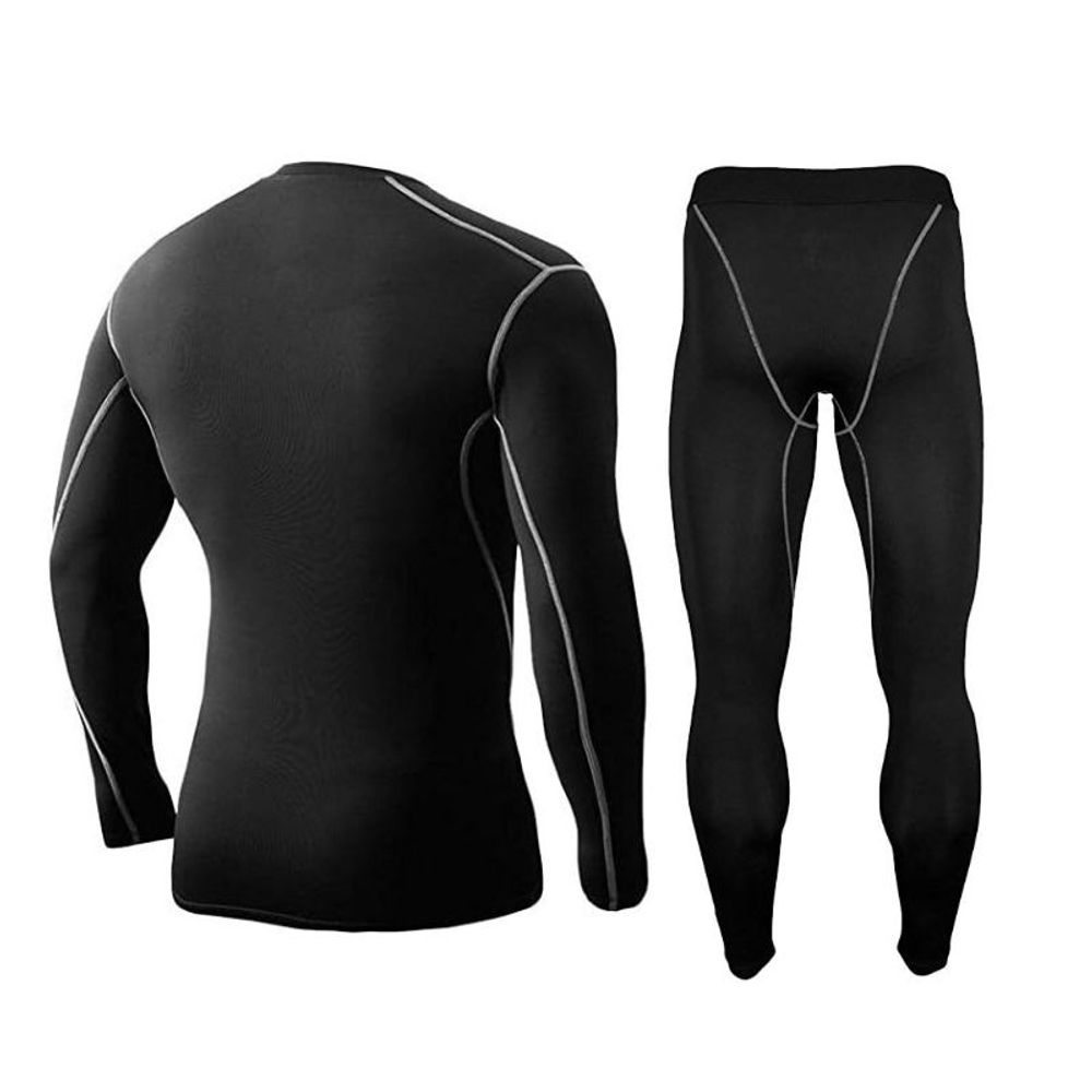 men's compression base layer set in black, additional view 3, manufactured by Abeeha Leather Industry