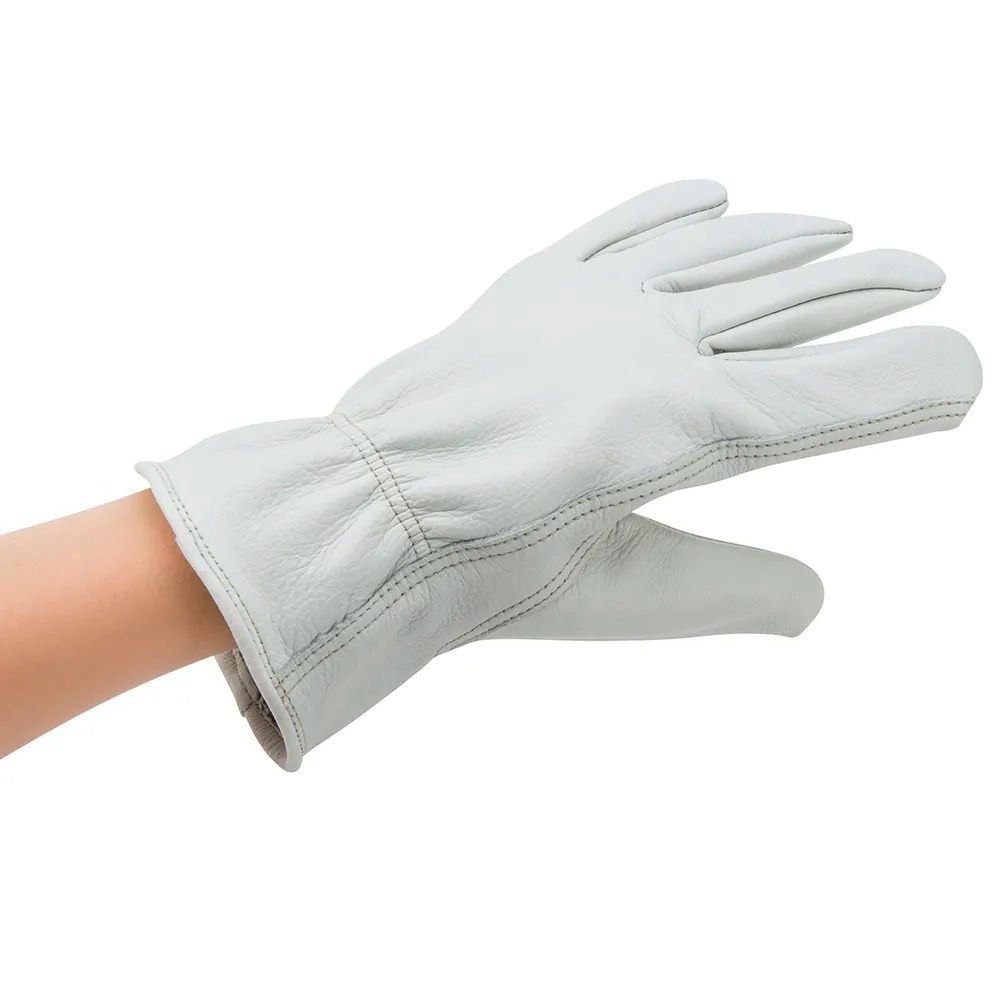 driver gloves in white grain leather with a tonal reinforcement patch, additional view 4, manufactured by Abeeha Leather Industry